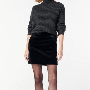 J CREW black velvet mini skirt NWT
